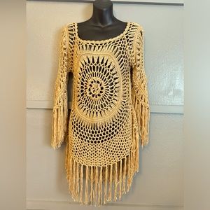 Fashion Nova Vibes Crochet Long-sleeved coverup